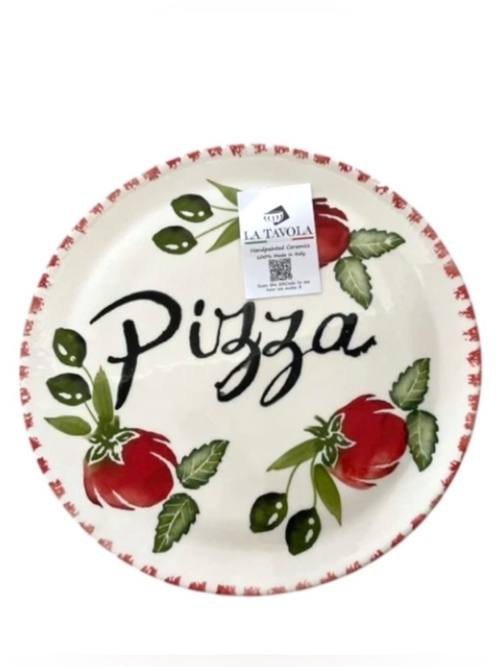 Hand Painted Ceramic Pizza Serving Plate 13” Made In Italy NWT
